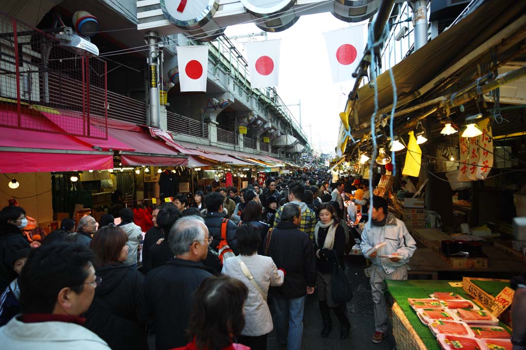 fotografia, materiale, libero il panorama, dipinga, fotografia di scorta,Arcata di Ameyoko-cho, bandiera nazionale, folla, Facendo compere, Buon affare