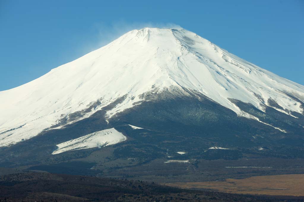 Foto, materiell, befreit, Landschaft, Bild, hat Foto auf Lager,Mt. Fuji, Fujiyama, Die schneebedeckten Berge, Spray des Schnees, Der mountaintop