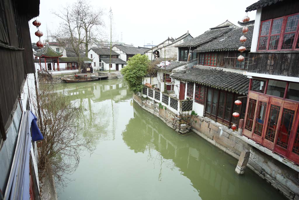 photo, la matire, libre, amnage, dcrivez, photo de la rserve,Canal Zhujiajiao, voie navigable, La surface de l'eau, Ishigaki, mur blanc