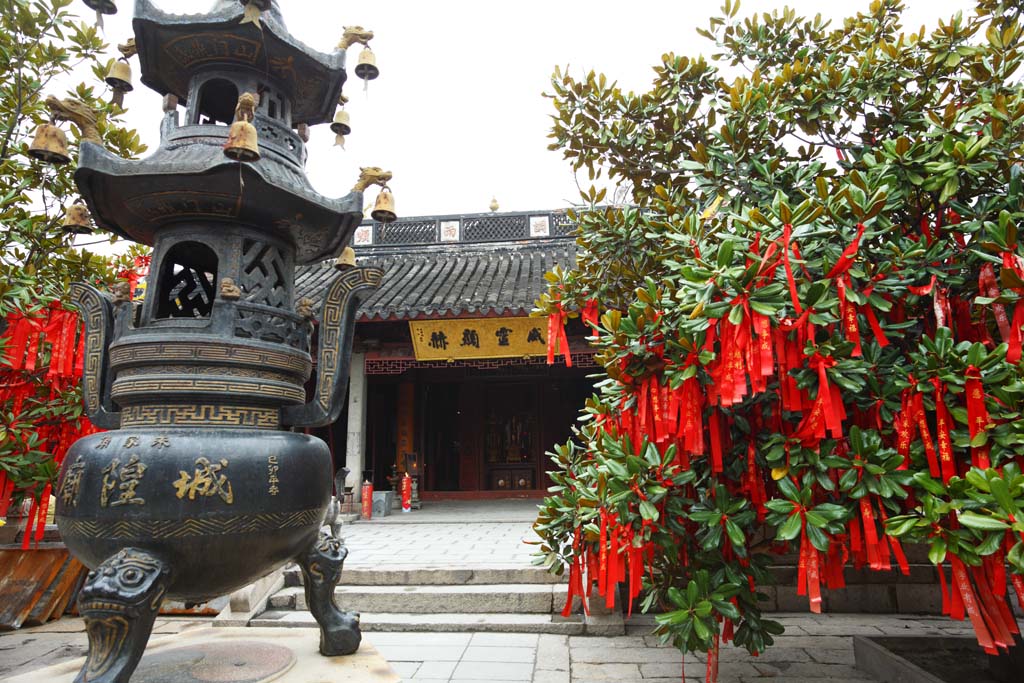 fotografia, material, livra, ajardine, imagine, proveja fotografia,Templo de Zhujiajiao, Chaitya, Um abajur de incenso, conta, desejo
