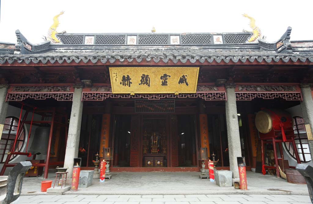 Foto, materieel, vrij, landschap, schilderstuk, bevoorraden foto,Zhujiajiao Tempel, Chaitya, Ik word in rood geschilderd, De poort, Tempel