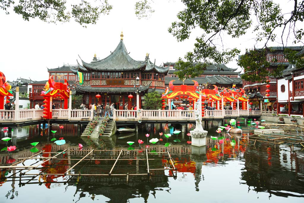 Foto, materieel, vrij, landschap, schilderstuk, bevoorraden foto,Yuyuan hart Tuinieren van een plas bower, Joss huis tuinieren, , Waterplas, Chinees gebouw