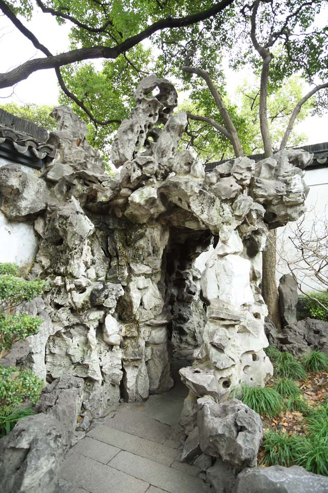 foto,tela,gratis,paisaje,fotografa,idea,Garden deforme piedra caliza de Yuyuan, Jardn de casa de santuario chino, , Piedra caliza deforme, Edificio chino