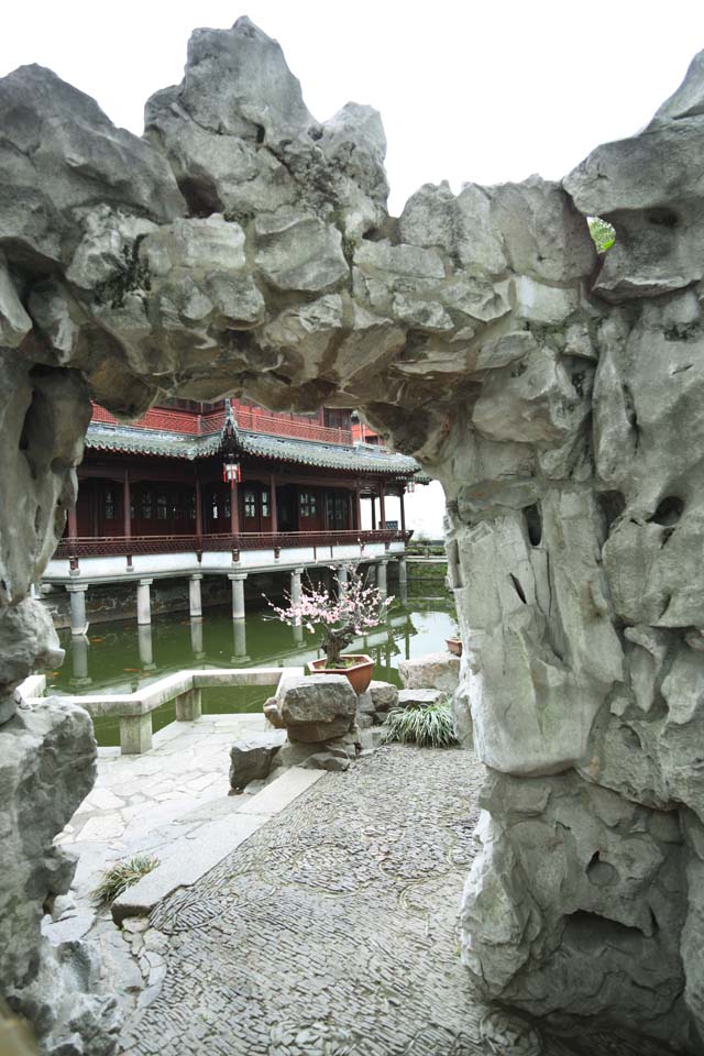 foto,tela,gratis,paisaje,fotografa,idea,Garden deforme piedra caliza de Yuyuan, Jardn de casa de santuario chino, , Piedra caliza deforme, Edificio chino