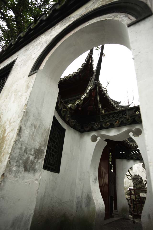 Foto, materieel, vrij, landschap, schilderstuk, bevoorraden foto,De Yuyuan Garden poort, Joss huis tuinieren, , De poort, Chinees gebouw