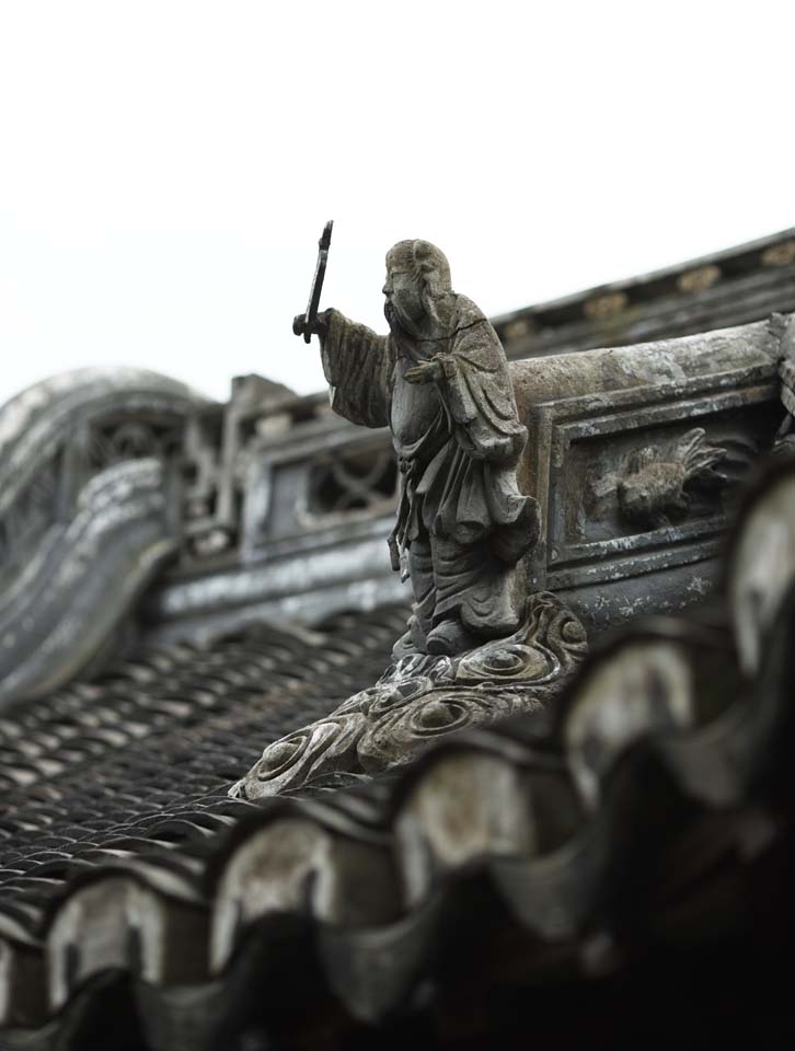 Foto, materiell, befreit, Landschaft, Bild, hat Foto auf Lager,Yuyuan Garden bedacht Skulptur, Joss Hausgarten, Buddhistischer Priester, Dachziegel, Chinesisches Gebude