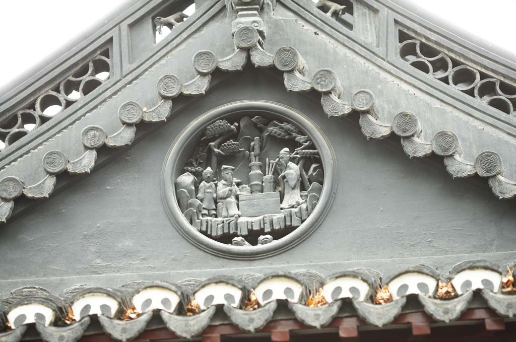 Foto, materiell, befreit, Landschaft, Bild, hat Foto auf Lager,Yuyuan Garden bedacht Skulptur, Joss Hausgarten, Buddhistischer Priester, Frosch, Chinesisches Gebude