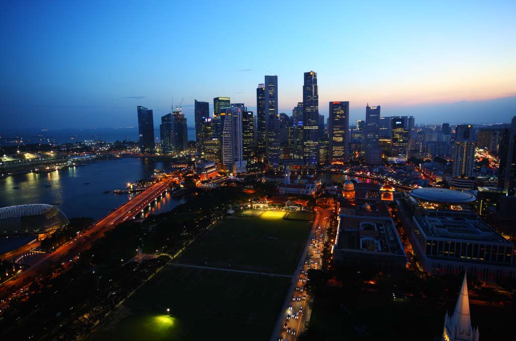 Foto, materiell, befreit, Landschaft, Bild, hat Foto auf Lager,Eine Singapurische Stadt, Ich beleuchte es, Wolkenkratzer, die Stadt, CBD