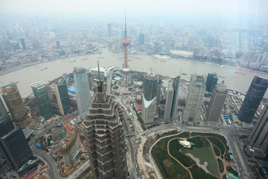 fotografia, materiale, libero il panorama, dipinga, fotografia di scorta,Sviluppo di Sciangai, Il centro dove mondo di Sciangai finanziario, Pudong area Nuova, Guardi treno di palla leggero ed est; una torre, grattacielo