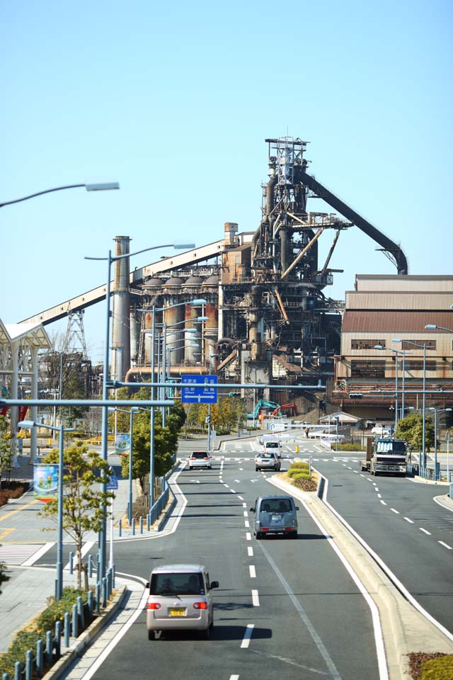 Foto, materieel, vrij, landschap, schilderstuk, bevoorraden foto,De stad van de hoogoven, Een industriegebied, Hooglepel, Ruwijzer, Staal werkblad