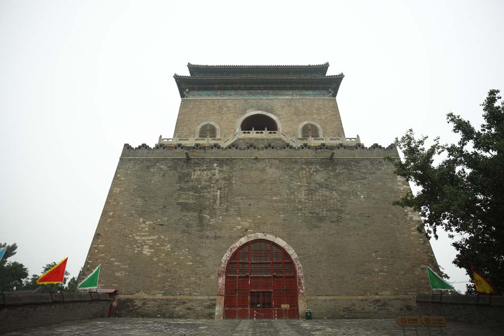 Foto, materiell, befreit, Landschaft, Bild, hat Foto auf Lager,Ein Glockenturm von Beijing, Glockenturm, Keijo, Das Zeitsignal, Es wird von Backstein gebaut