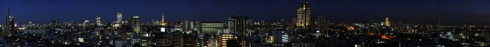 Foto, materiell, befreit, Landschaft, Bild, hat Foto auf Lager,Eine Nacht von Ansicht ber Tokyo, Nachtsicht, Gebude, Illuminierung, groe Stadt