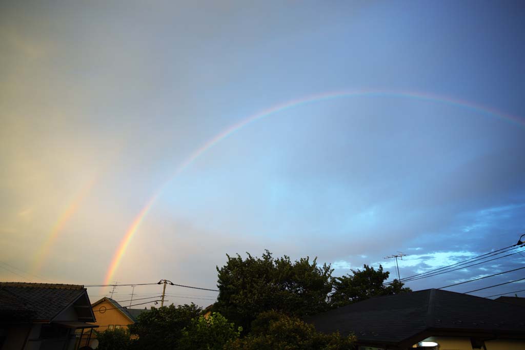 photo, la matire, libre, amnage, dcrivez, photo de la rserve,Un double arc-en-ciel, arc-en-ciel, nuage, Pluie, tannez le phnomne