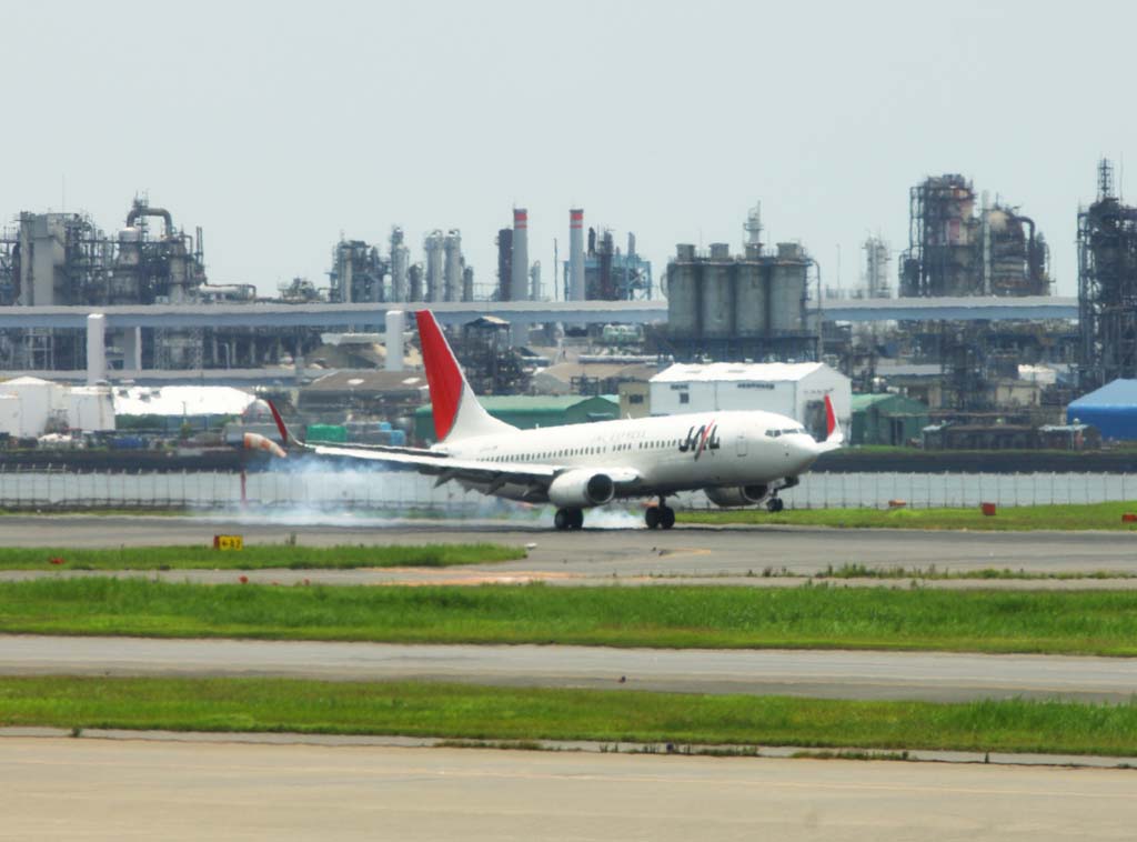 Foto, materieel, vrij, landschap, schilderstuk, bevoorraden foto,Daling nu, Straalvliegtuig, Een luchthaven, Daling, Aankomst