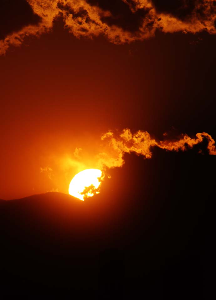 photo,material,free,landscape,picture,stock photo,Creative Commons,Mt. Fuji of the destruction by fire, Setting sun, Mt. Fuji, Red, cloud