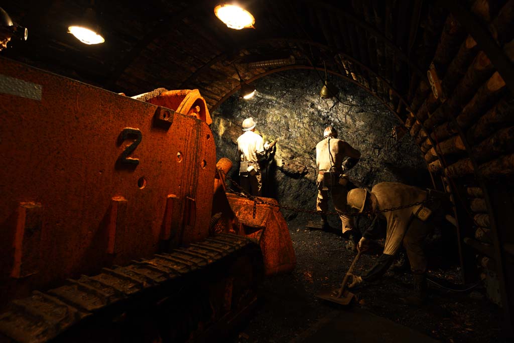 Foto, materiell, befreit, Landschaft, Bild, hat Foto auf Lager,Yuubari-Kohlenbergwerk, Die Bergbauindustrie, Kohlenbergwerk, Kohle, Arbeiter