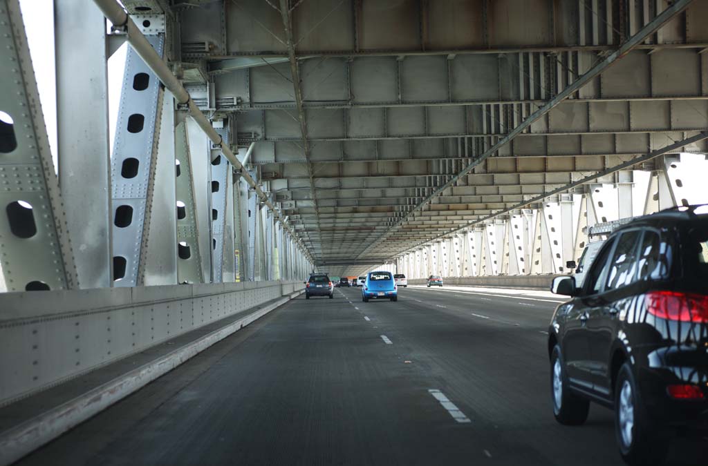 photo,material,free,landscape,picture,stock photo,Creative Commons,Bay bridge, highway, steel frame, car, bridge