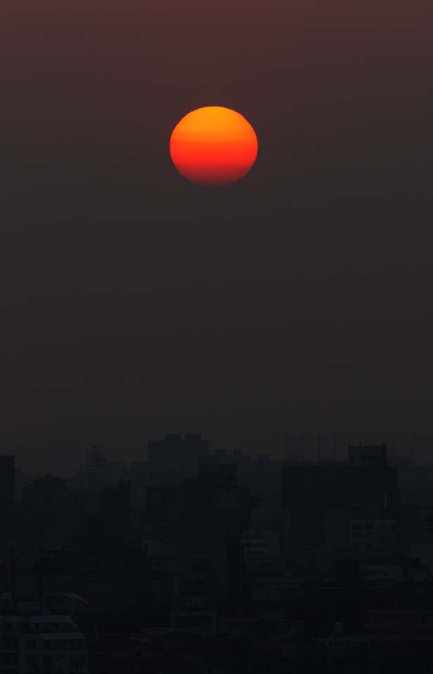 photo,material,free,landscape,picture,stock photo,Creative Commons,A crimson ball, Setting sun, The sun, Red, cloud