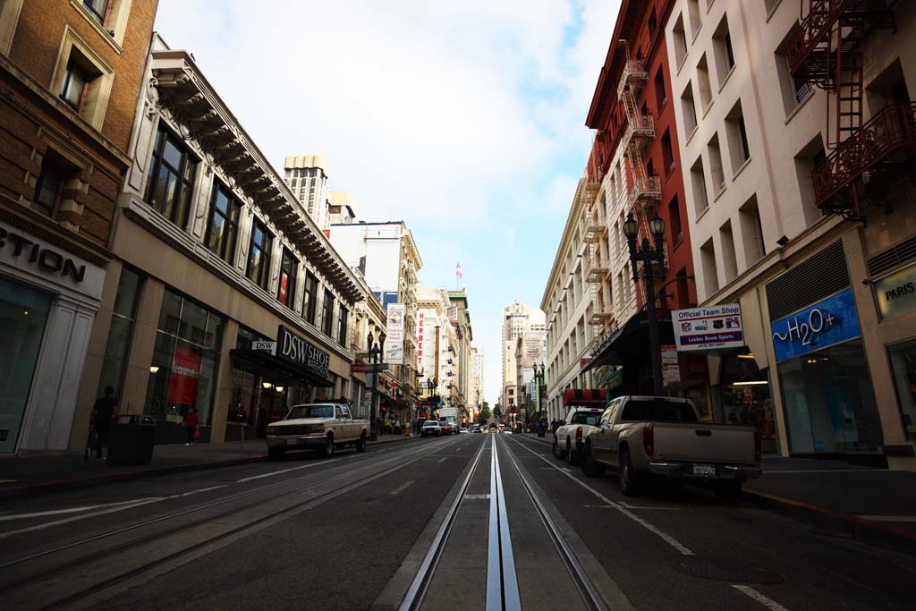 fotografia, materiale, libero il panorama, dipinga, fotografia di scorta,Secondo San Francisco, Facendo il turista, macchina, costruendo, Fila di case lungo una strada urbana