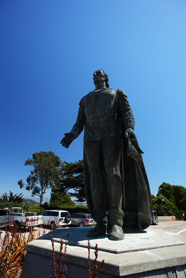 foto,tela,gratis,paisaje,fotografa,idea,Idea de Columbus, Gran edad de navegacin, Coln, Estatua de bronce, El Nuevo Mundo