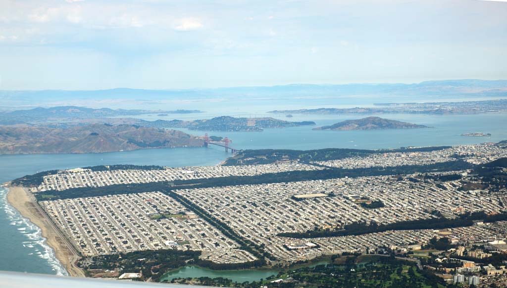 Foto, materieel, vrij, landschap, schilderstuk, bevoorraden foto,San Francisco heel uitzicht, Goudene Gate Bridge, Benedenstad, Woonerf, Afdeling