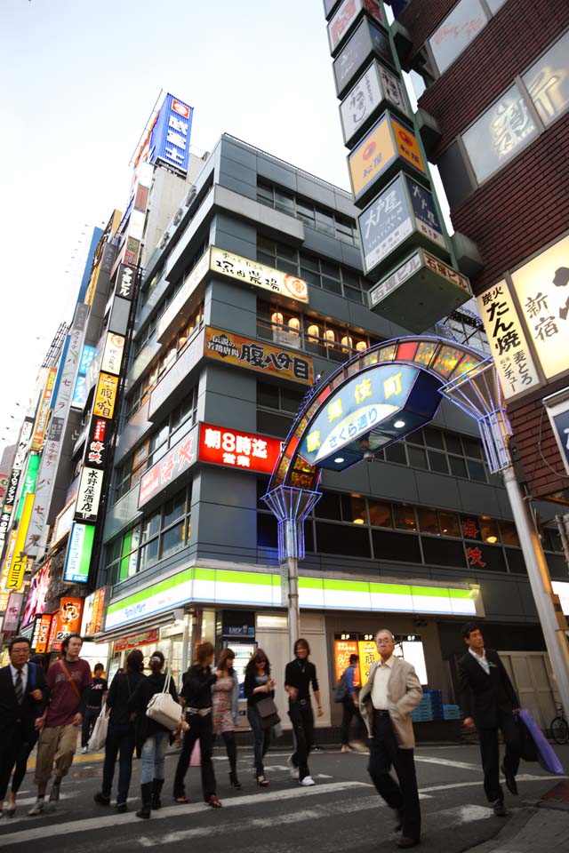 Foto, materiell, befreit, Landschaft, Bild, hat Foto auf Lager,Kabukicho, Shinjuku, Restaurant, Tafel, Manieren und Sitten, Festliche Beleuchtung