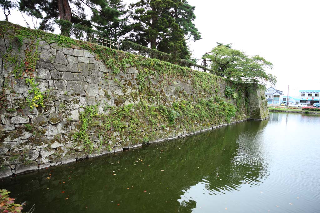 fotografia, material, livra, ajardine, imagine, proveja fotografia,Fosso de Matsushiro jovem, fosso, Ishigaki, Castelo de Kurokawa, Ujisato Gamo