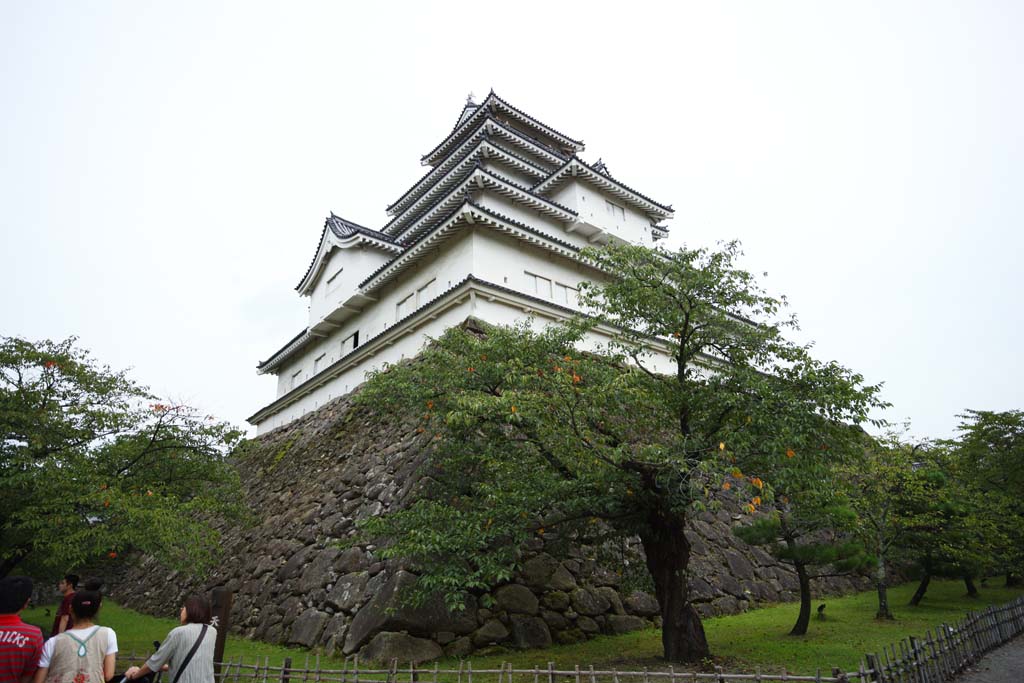 Foto, materiell, befreit, Landschaft, Bild, hat Foto auf Lager,Die junge Matsushiro-Burg Turm, Wassergraben, Ishigaki, Kurokawa-Burg, Ujisato Gamo