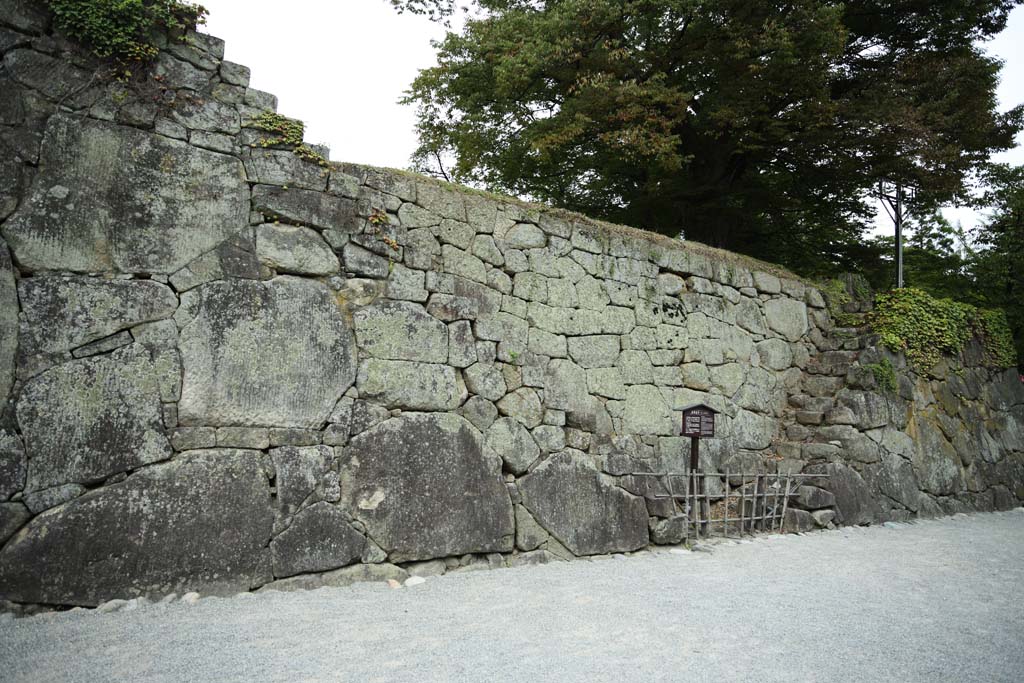 Foto, materieel, vrij, landschap, schilderstuk, bevoorraden foto,Nakomeling Matsushiro passage mee de bank rond een kasteel, Moat, Ishigaki, Kurokawa Kasteel, Ujisato Gamo