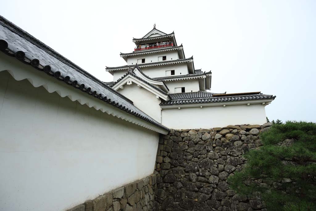 foto,tela,gratis,paisaje,fotografa,idea,La torre de castillo de Matsushiro joven, Foso, Ishigaki, Castillo de Kurokawa, Ujisato Gamo