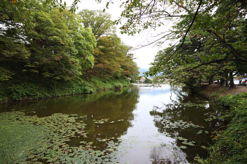 Foto, materiell, befreit, Landschaft, Bild, hat Foto auf Lager,Junger Matsushiro-Wassergraben, Wassergraben, Ishigaki, Kurokawa-Burg, Ujisato Gamo