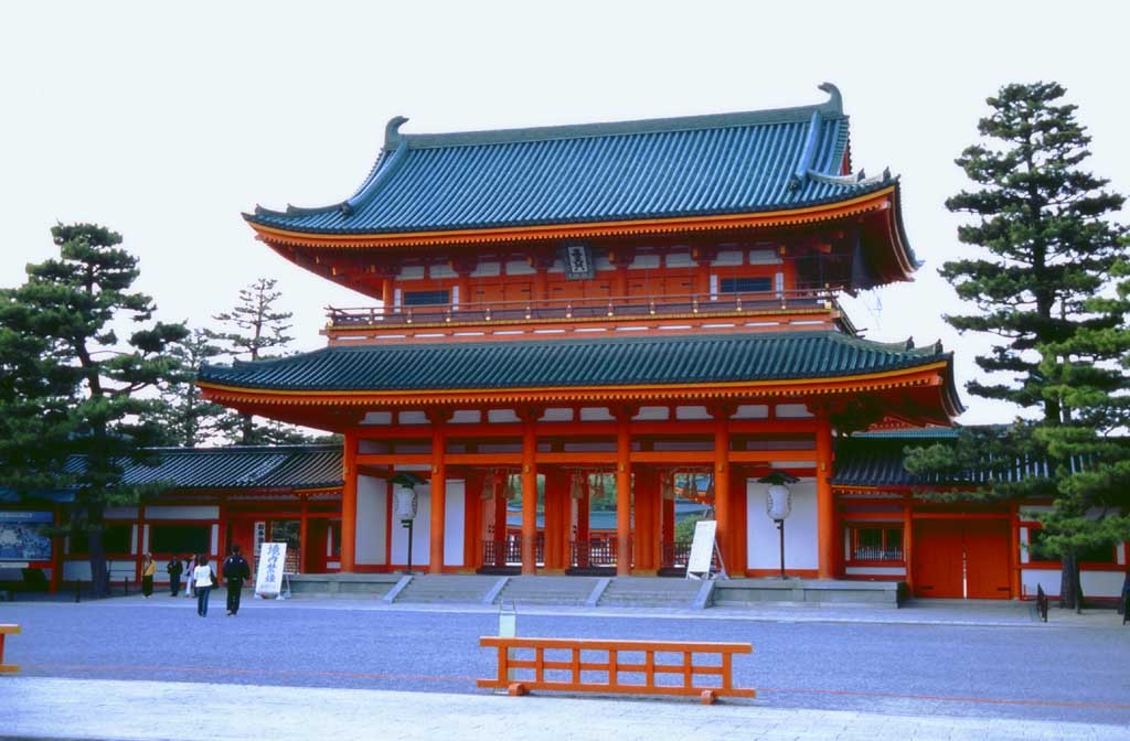 fotografia, materiale, libero il panorama, dipinga, fotografia di scorta,Heian Jingu il sacrario, HeiJingu, cancello, , 