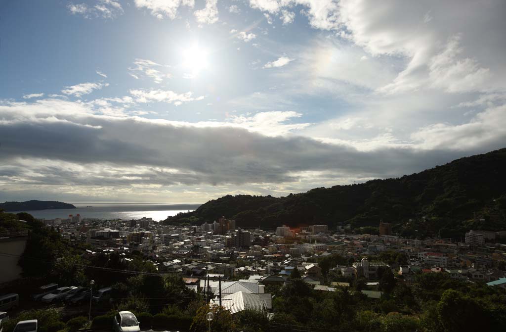 Foto, materieel, vrij, landschap, schilderstuk, bevoorraden foto,Yugawara, Heet borrelen, Gebouw, Izu, Wolk