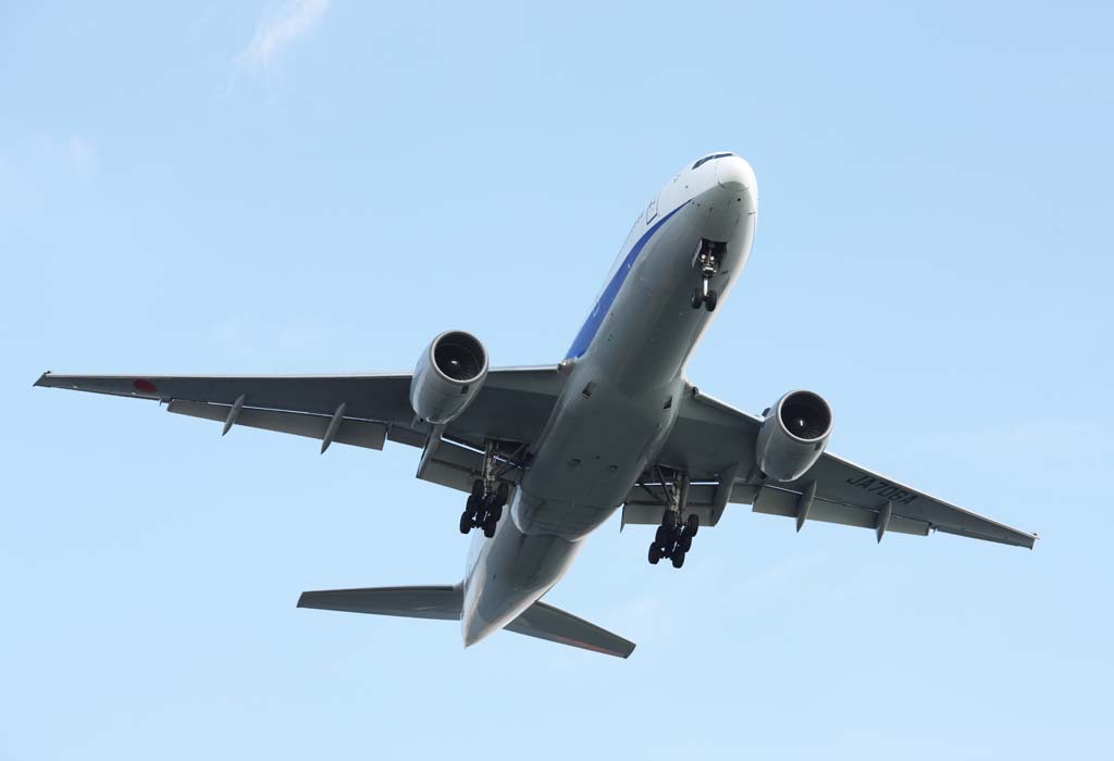 photo,material,free,landscape,picture,stock photo,Creative Commons,A jetliner, gear, flap, jet engine, wing