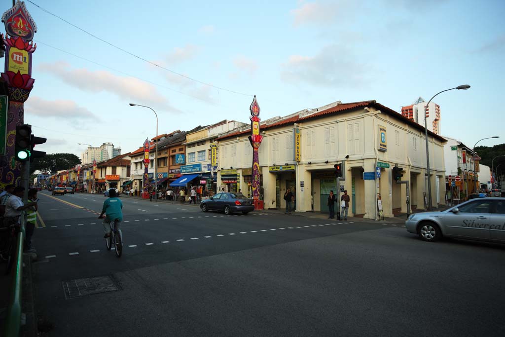 fotografia, materiale, libero il panorama, dipinga, fotografia di scorta,Piccola India, distretto che fa compere, macchina, banca, passaggio pedonale