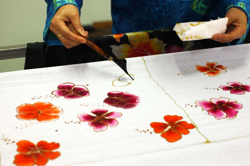 Foto, materieel, vrij, landschap, schilderstuk, bevoorraden foto,Maleisisch wassen zitvlak worden geverfd, Batik bedruken, Was zitvlak worden geverfd, Folkcraft, Geverfde goederen