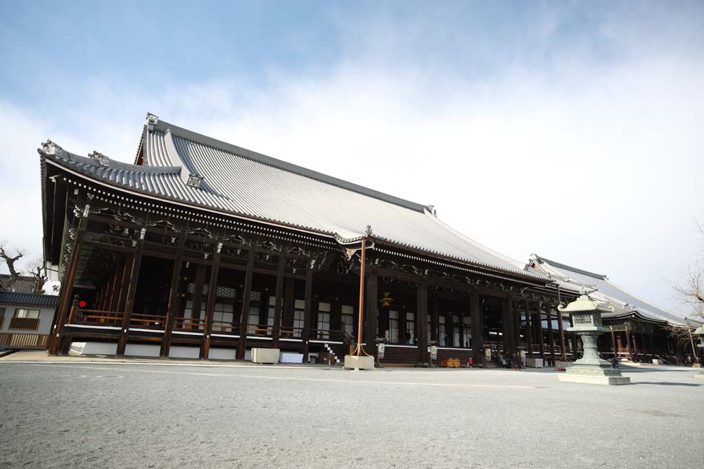 fotografia, material, livra, ajardine, imagine, proveja fotografia,Santurio de Honganji ocidental no qual a imagem do fundador  instalada dentro, Honganji, Chaitya, Shinran, edifcio de madeira