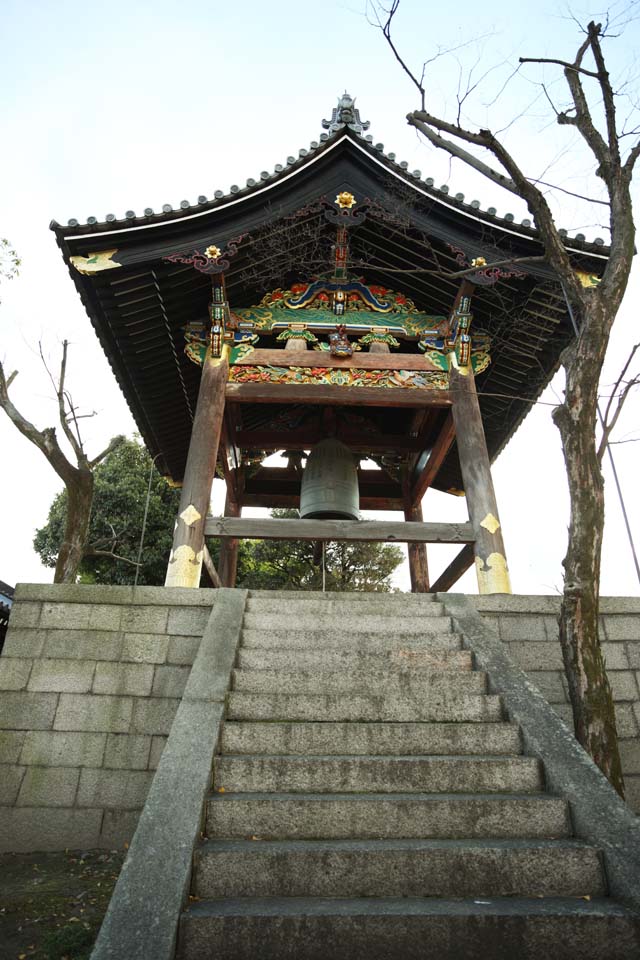 fotografia, materiale, libero il panorama, dipinga, fotografia di scorta,Honganji Dell'ovest forniscono di campana torre, Honganji, Chaitya, campana di tempio, Decorazione