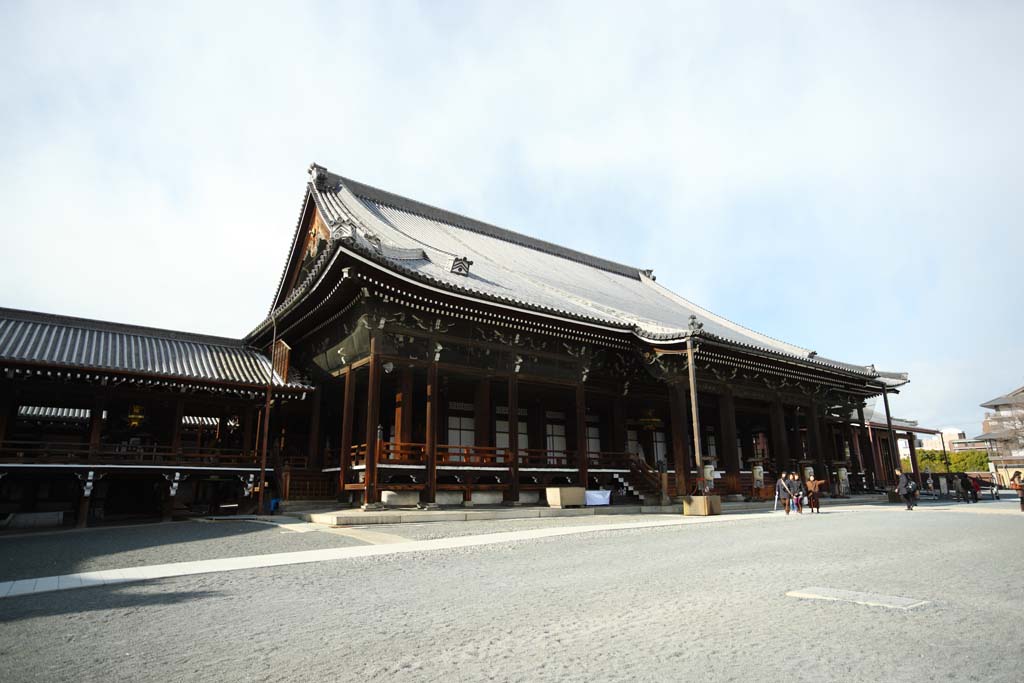 Foto, materiell, befreit, Landschaft, Bild, hat Foto auf Lager,Westliche Honganji Amitabha-Halle, Honganji, Chaitya, Amitabha, hlzernes Gebude