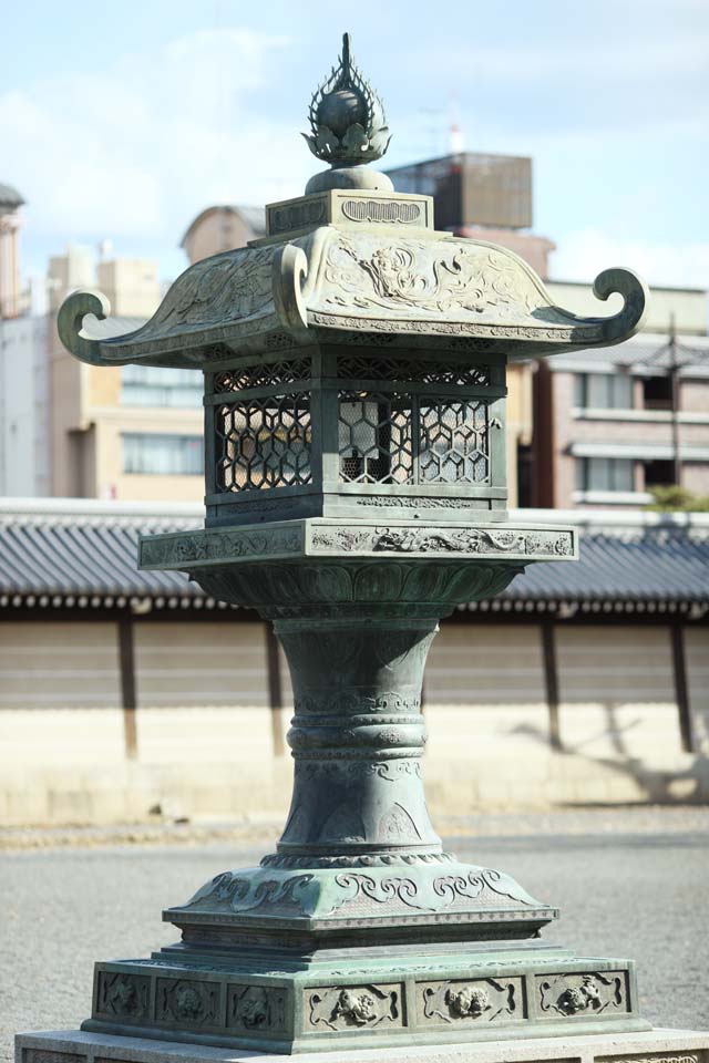 Foto, materiell, befreit, Landschaft, Bild, hat Foto auf Lager,Westlicher Honganji-Garten Laterne, grtnern Sie Laterne, Chaitya, , Bronze