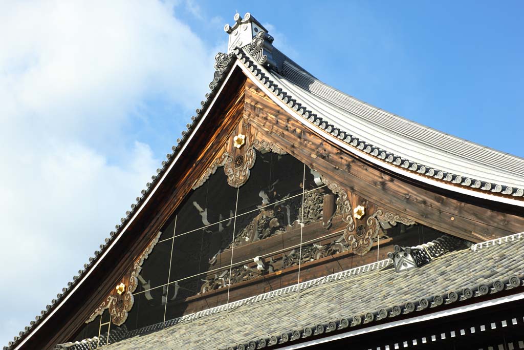 fotografia, materiale, libero il panorama, dipinga, fotografia di scorta,Honganji Dell'ovest sacrario dove l'immagine del fondatore  installata in, Honganji, Chaitya, Shinran, edificio di legno