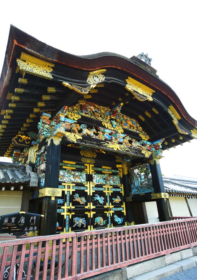 Foto, materiell, befreit, Landschaft, Bild, hat Foto auf Lager,Westliches Honganji-Chinesisch-Stil Tor, Honganji, Chaitya, Skulptur, Die Tageslebensunterhalt Stangenprfung