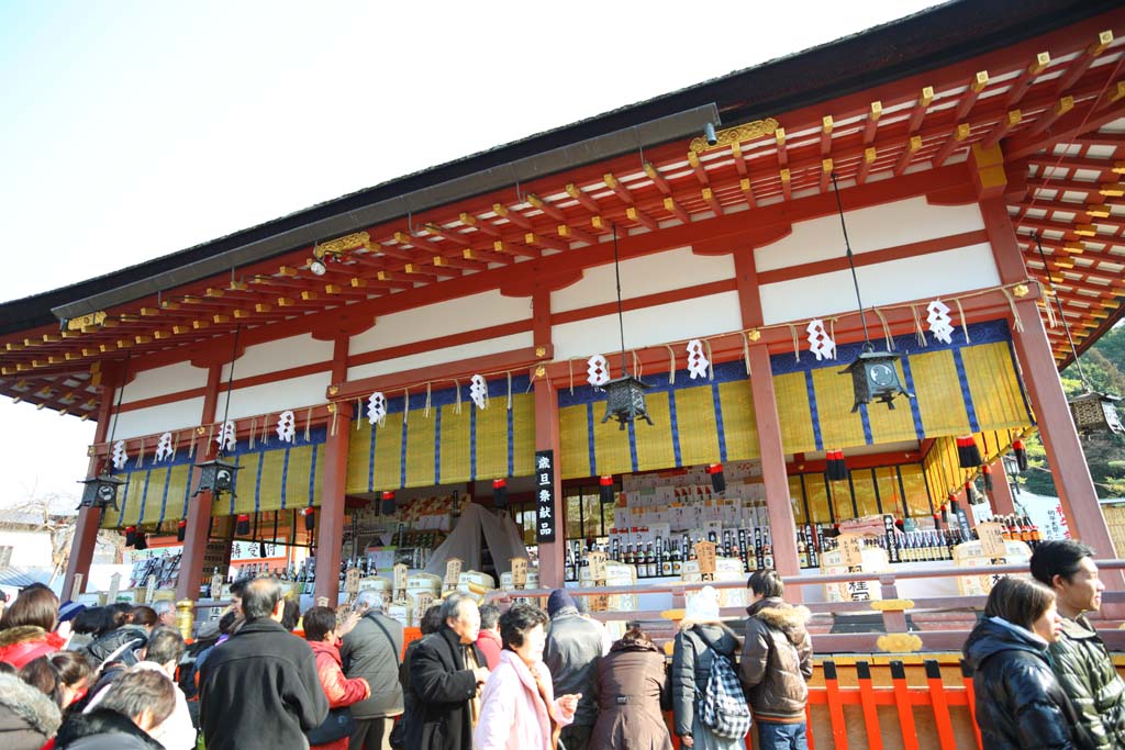 Foto, materieel, vrij, landschap, schilderstuk, bevoorraden foto,Fushimi-inari Taisha Shrine, Nieuw bezoek van Jaar naar een Shinto heiligdom, Nieuw plechtigheid van Jaar, Inari, Vos