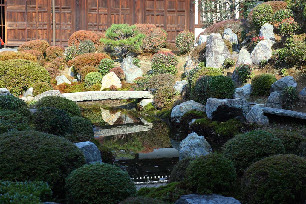 Foto, materiell, befreit, Landschaft, Bild, hat Foto auf Lager,Der Schreingarten von Tofuku-ji Temple-Grnder, Chaitya, Japanisch grtnert, Stein, Teich