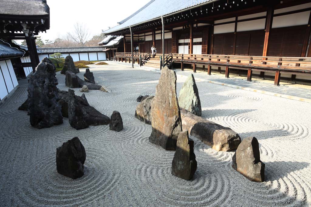 photo, la matire, libre, amnage, dcrivez, photo de la rserve,Temple Tofuku-ji prtre principal jardin de devant de la Salle pour les crmonies de l'tat, Chaitya, pierre, Porte du Chinois-style, paysage sec jardin de jardin japonais