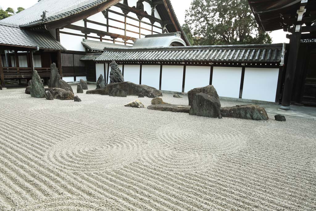 fotografia, materiale, libero il panorama, dipinga, fotografia di scorta,Tempio di Tofuku-ji prete principale recinto anteriore del Hall per cerimonie statali, Chaitya, pietra, Cancello di Cinese-stile, panorama asciutto giardino di giardino giapponese