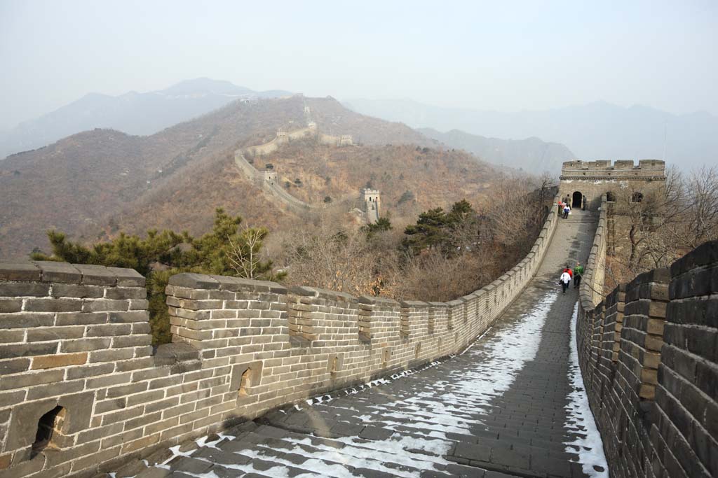 Foto, materiell, befreit, Landschaft, Bild, hat Foto auf Lager,Groe Mauer von China ganze Sicht, Burgmauer, Vorsicht in einer Burg, Der Hsiung-Nu, 