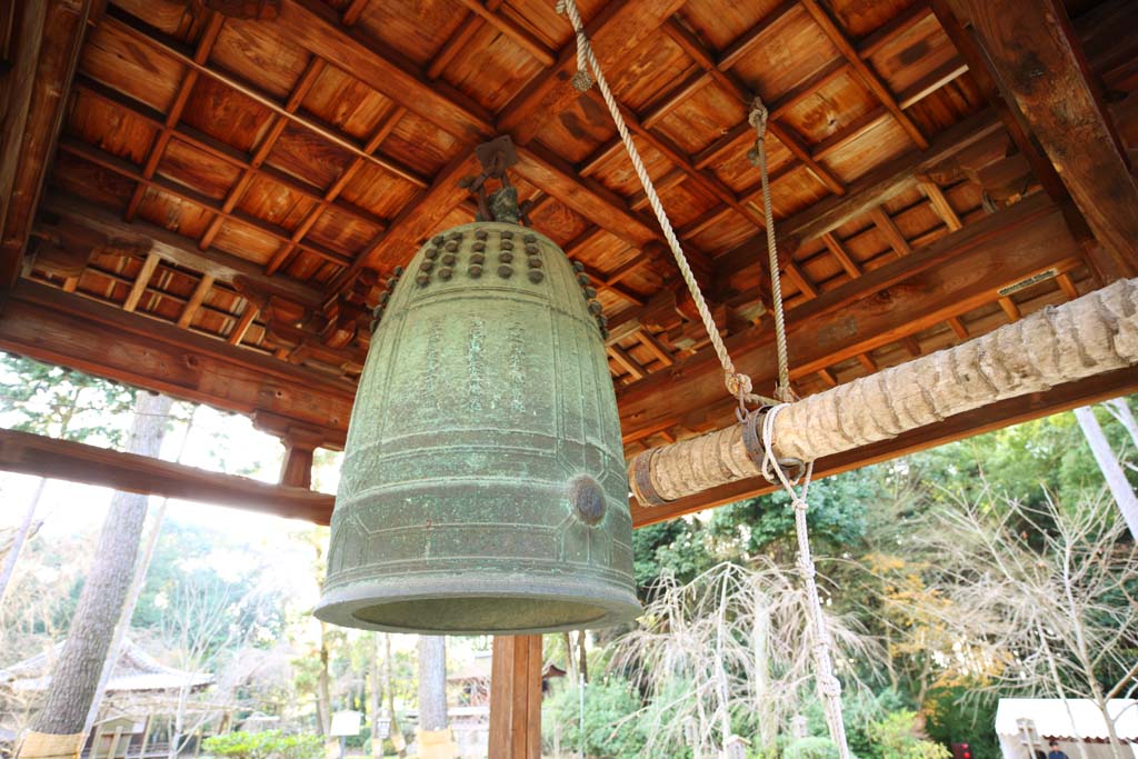 Foto, materiell, befreit, Landschaft, Bild, hat Foto auf Lager,Daigo-ji Temple-Glocke, Chaitya, Buddhistisches Bild, Tempelglocke, Glockenturm