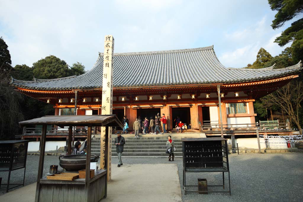 Foto, materieel, vrij, landschap, schilderstuk, bevoorraden foto,Daigo-ji Tempel inner tempel, Chaitya, Boeddhist afbeelding, De Boeddha van De heling zittende afbeelding, Ik word in rood geschilderd