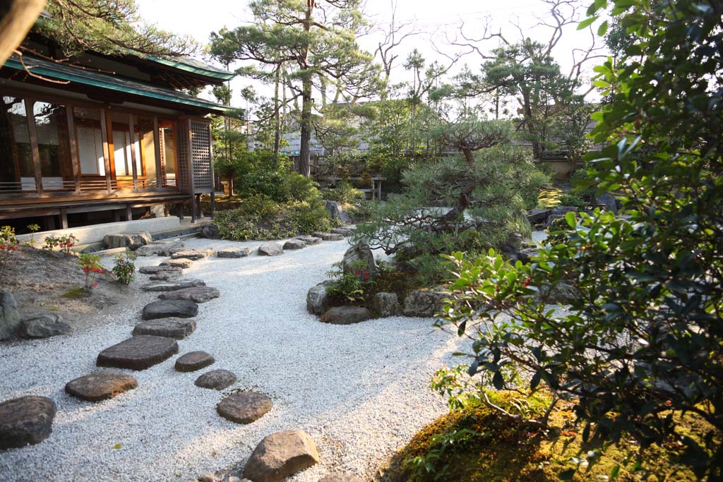 fotografia, materiale, libero il panorama, dipinga, fotografia di scorta,Hachiman-gu il Sacrario, , panorama asciutto giardino giapponese, I giapponesi fanno del giardinaggio, La pavimentazione